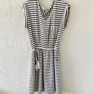 Black/White Stripe Boutique Dress w/ Tassel Belt M